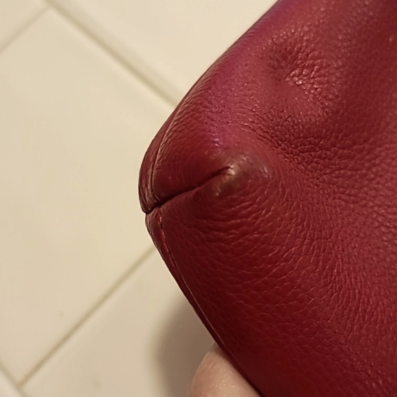 Coach Red Pebble Leather Large Crossbody Purse - Picture 7 of 9